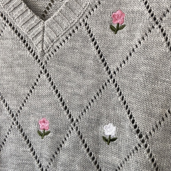 Floral grey sweater vest - Picture 3 of 7